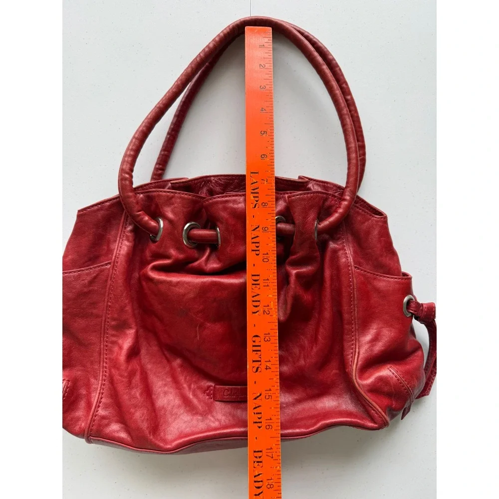 Y2K VTG Cole Haan 90s Rust Burnt Orange Leather Hobo Shoulder Bag Purse Tassles